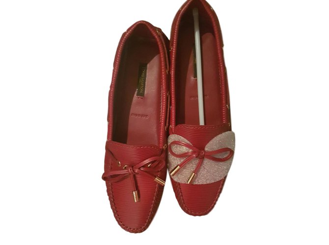 Louis Vuitton Flats Red Leather  ref.71358
