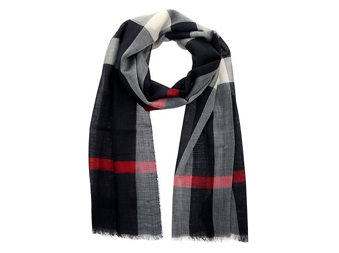 Burberry Sciarpa Blu navy Lana