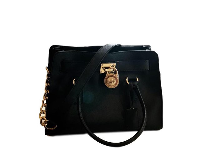 Michael Kors Bolso de mano hamilton Negro Cuero  ref.71479