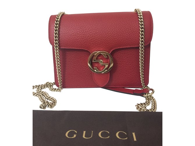 Gucci incastro Rosso Pelle  ref.71481