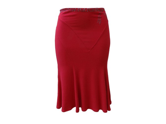 Blumarine Skirt Red Dark red Rayon  ref.71560
