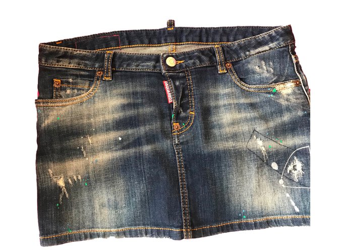 Falda de algodón azul Dsquared2