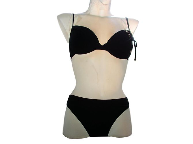 Autre Marque Costume da bagno Aubade nero push-up con occhielli dorati