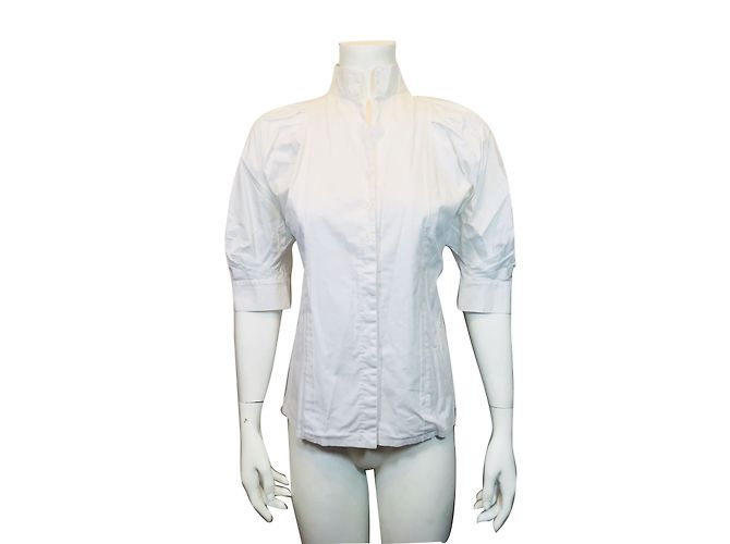 Camicia Adolfo Dominguez Bianca in Cotone Maniche 3/4 40IT Bianco