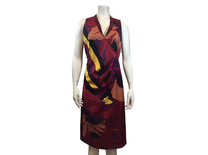 Vestido Sportmax de algodón rojo púrpura amarillo melocotón Roja