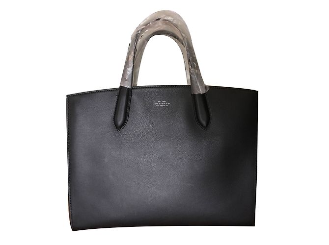 Smythson 1887 Tote em couro preto e branco