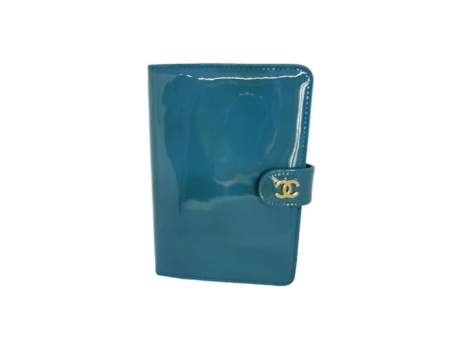 Chanel Cuaderno Azul Verde Charol