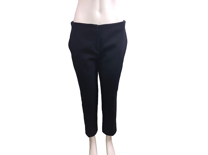 Conjunto de calça Tara Jarmon azul marinho de lã e poliéster 42