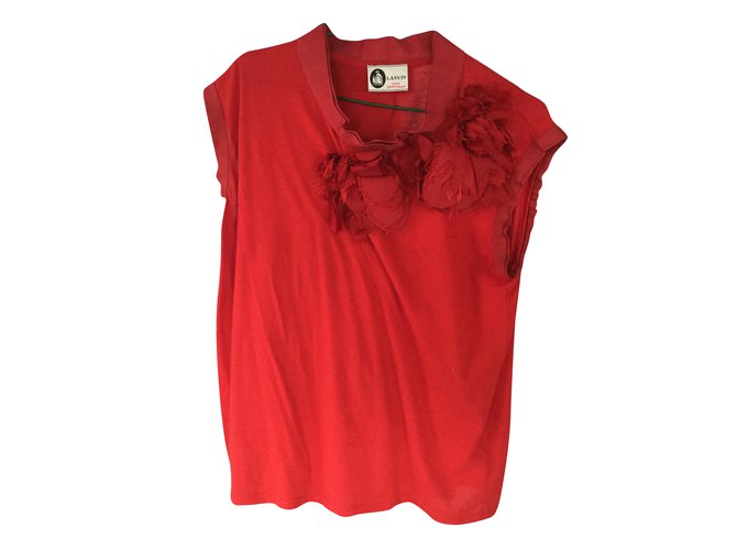Lanvin T-Shirt Rot Baumwolle  ref.71826