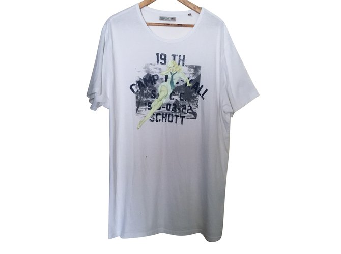 Schott Tee shirt Coton Blanc  ref.71831
