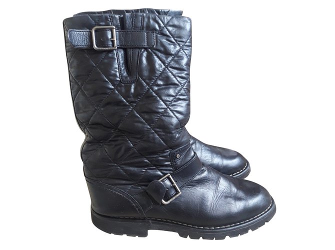 Chanel boots Black Leather  ref.71872
