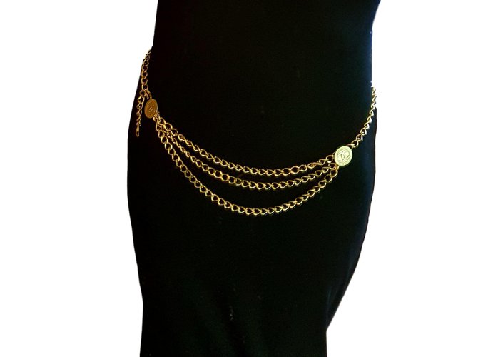 Chanel Correia de corrente dourada / colar Dourado Metal  ref.71889