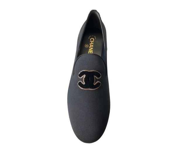 Chanel Ballet flats Black Cloth  ref.71902