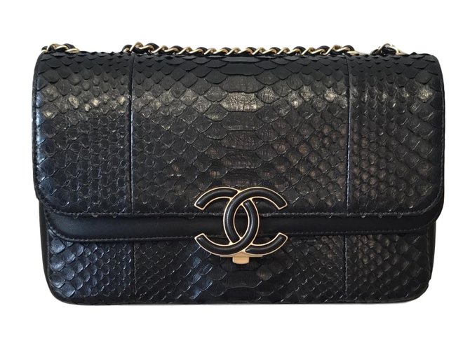 Chanel Python Handbag Black  ref.71962