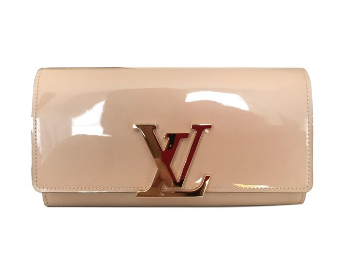 Louis Vuitton Billetera de Louise Beige Charol  ref.71968