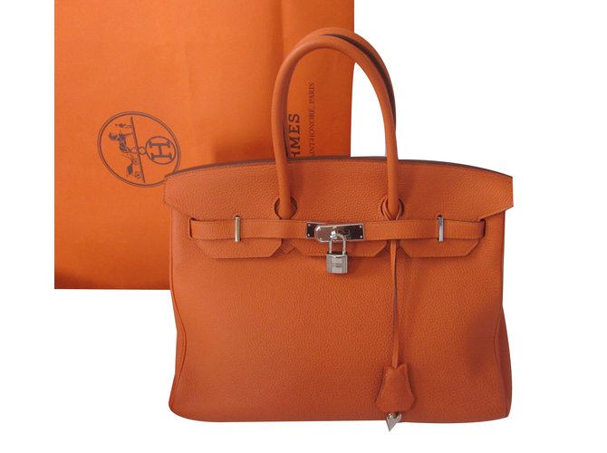 Hermès Birkin 35 Orange Leder  ref.72034