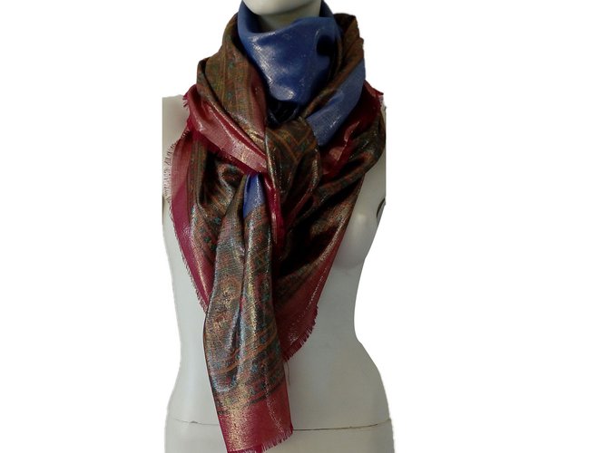 Yves Saint Laurent Silk scarf Blue  ref.72060