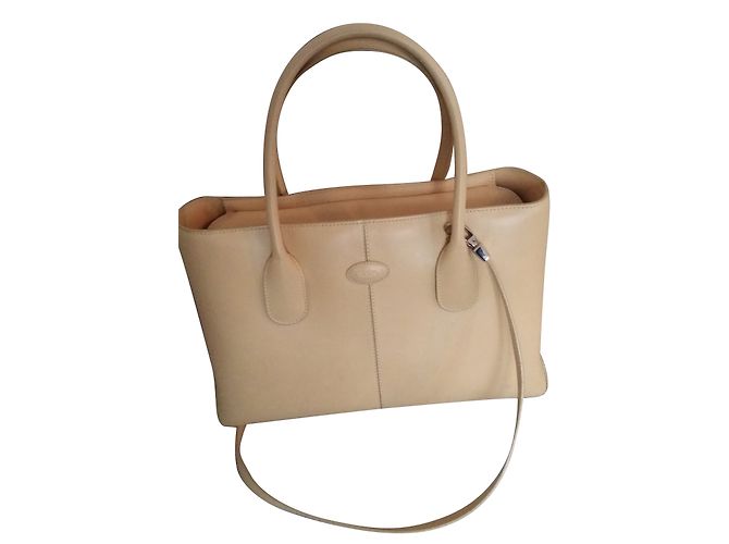 Tod's D-Bag Handtasche Beige Lackleder