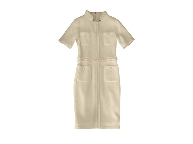 Chanel Dresses Beige Cotton  ref.72136