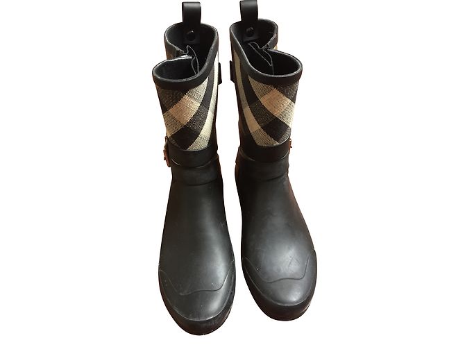 Burberry Botas Negro Multicolor Lienzo Plástico