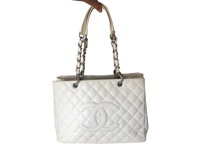 Chanel GST White Leather  ref.72165