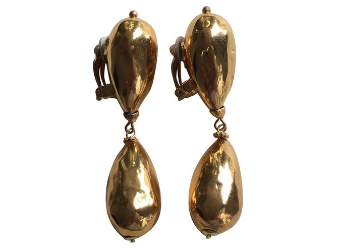 Yves Saint Laurent Earrings Golden Metal  ref.72198