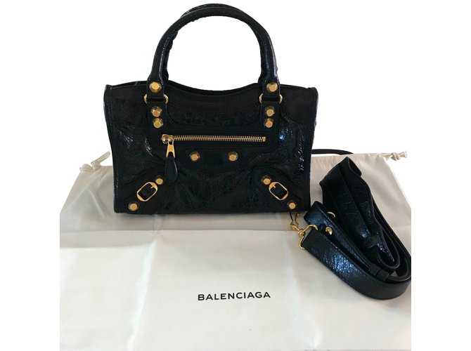 Balenciaga Mini ciudad Negro Cuero  ref.72199