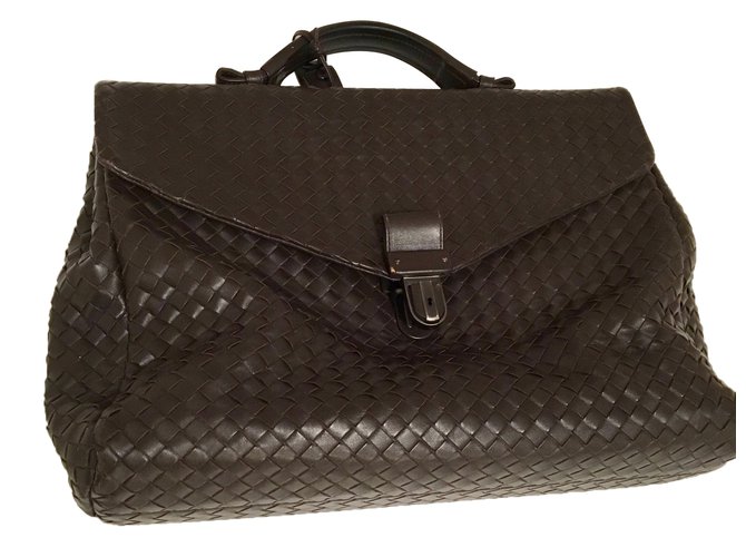 Bottega Veneta Bags Briefcases Dark brown Leather  ref.72202