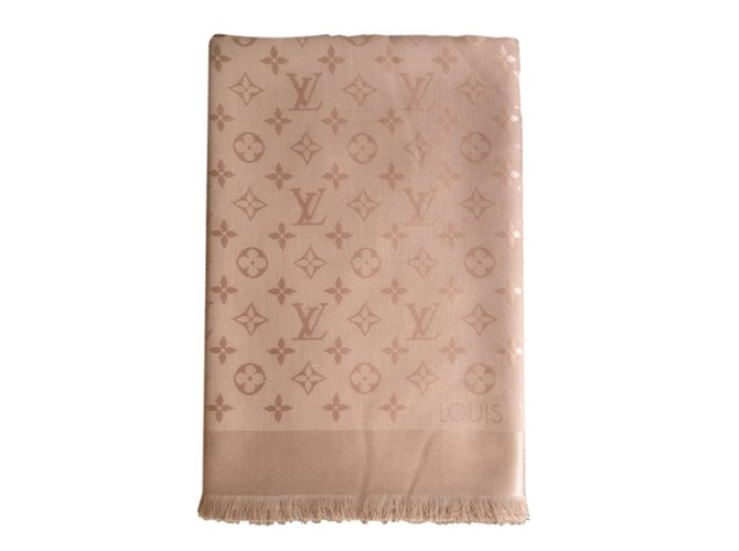 Louis Vuitton Classic Monogram shawl Bronze Silk ref.72206 - Joli Closet