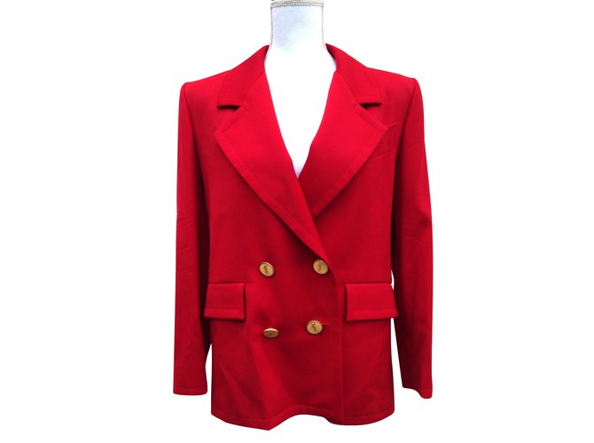 Yves Saint Laurent Jacket Red Wool  ref.72231