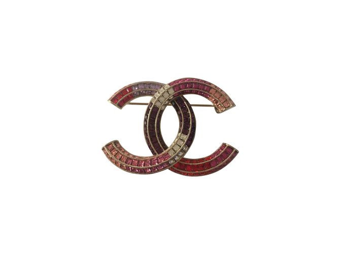 Chanel Pins & Broschen Pink Stahl  ref.72259