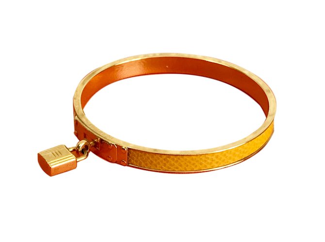 Hermès Kelly Armband Golden Gelb Leder Metall  ref.72288