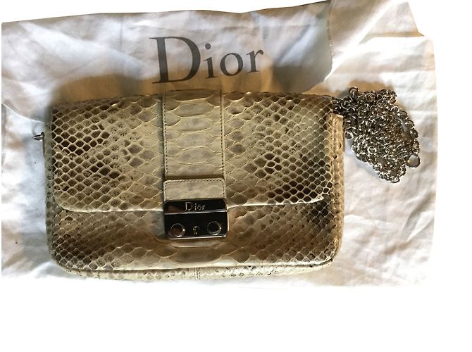 Dior Lock Clutch Bag Python Beige
