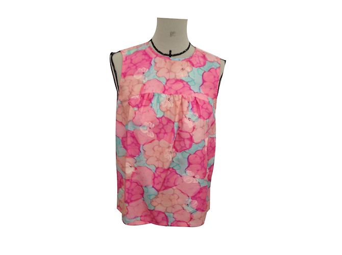 Louis Vuitton Seidentop mit Blumenmuster Rosa Pink