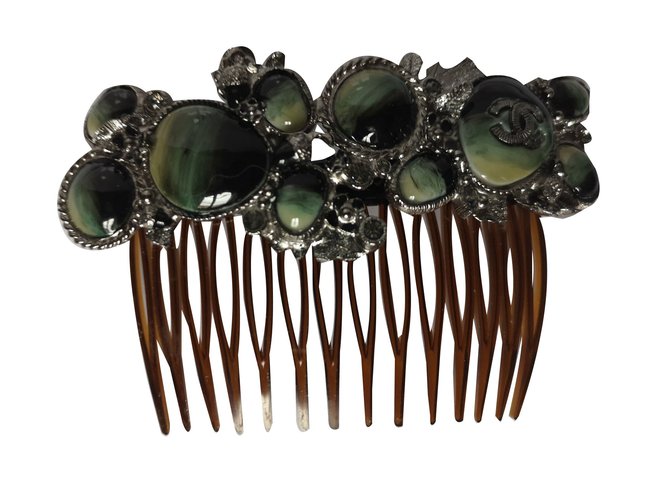 Chanel Hair accessories Brown Silvery Green  ref.72350