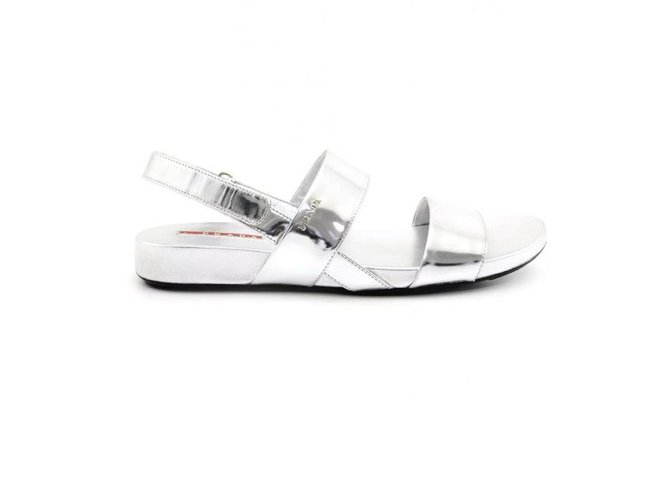 Prada sandals Silvery Leather  ref.72354