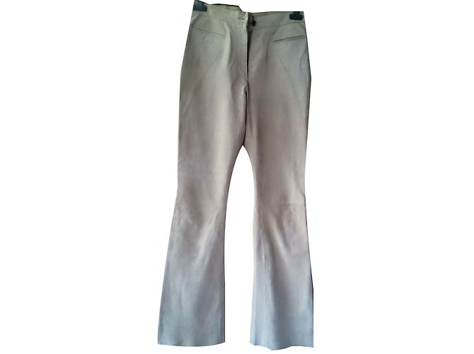 Autre Marque Pantalones de piel de terciopelo beige