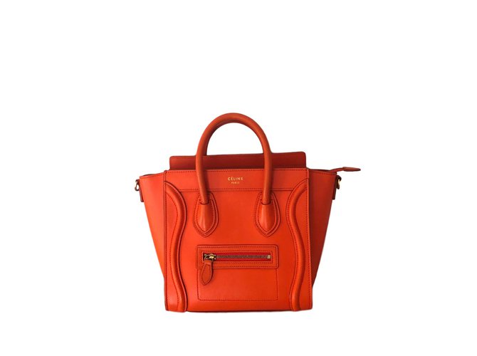 Céline Nano Luggage Cuir Orange  ref.72548