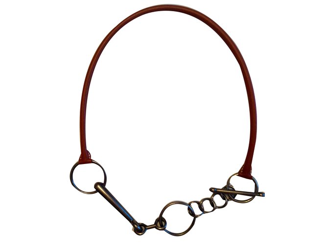 Hermès necklace Brown Leather  ref.72574