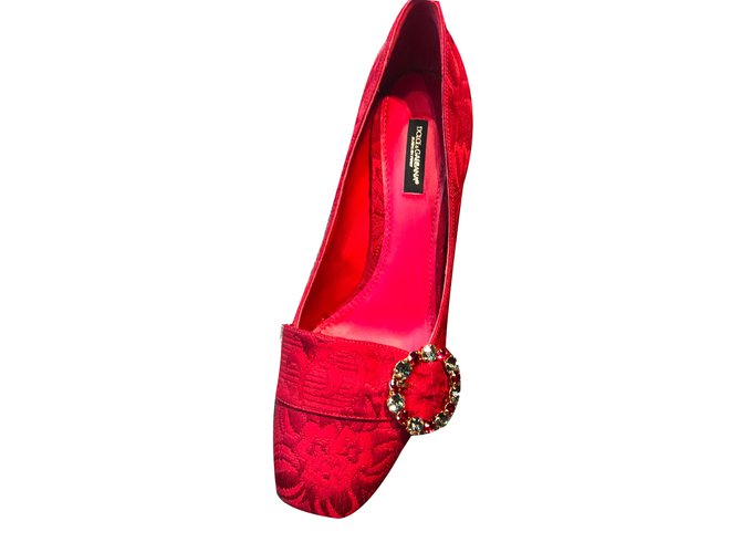 Dolce & Gabbana Escarpins Toile Rouge  ref.72621