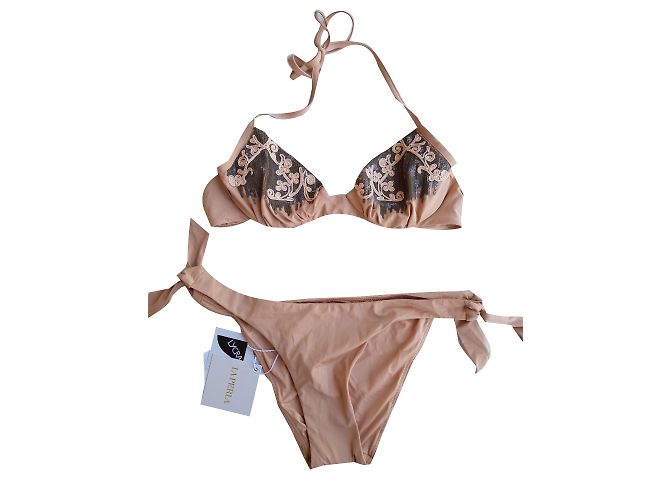 Traje de baño La Perla beige con lentejuelas Talla 44