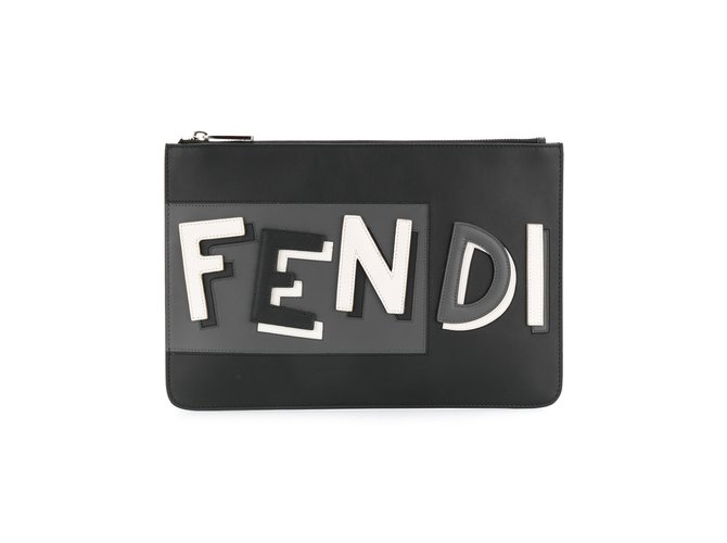 Fendi Clutch Bag Black Leather  ref.72662