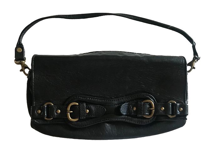 Clutch Abaco de piel de cordero negra Negro