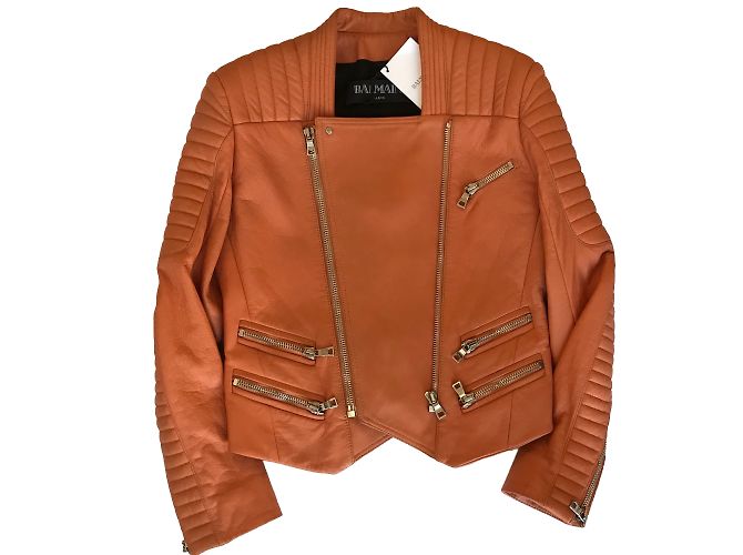 Balmain Jaqueta de motoqueiro de couro acolchoado