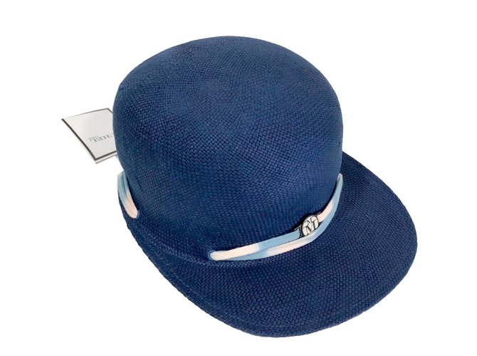 Maison Michel cappelli Blu Paglia  ref.72698