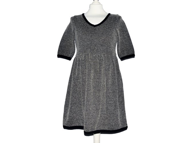 Ganni Dress Grey Cotton Polyester  ref.72699