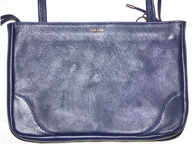 Borsa One step in pelle liscia e scamosciata blu navy