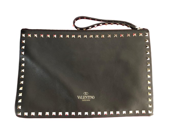 Valentino Rockstud clutch bag Black Leather  ref.72727