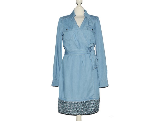 Diane Von Furstenberg Vestido Azul Algodón Rayo  ref.72756