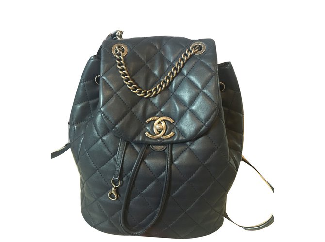 Chanel Backpacks Blue Leather  ref.72762